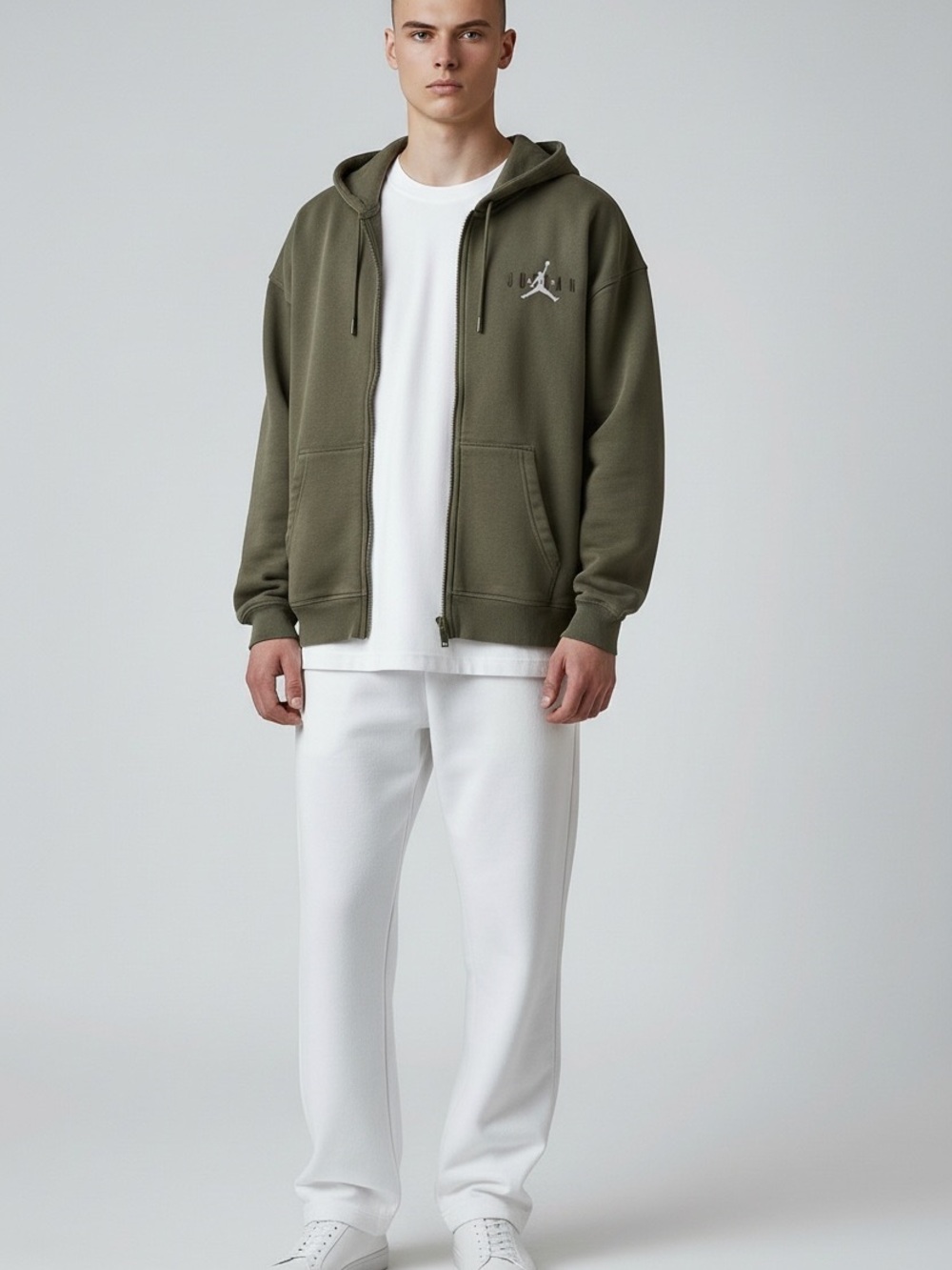 Jordan Men's Olive Zip-Up Hoodie